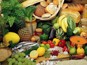 Preview wallpaper bread, vegetables, fruit, allsorts, fish, groats