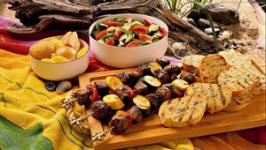 Preview wallpaper bread, vegetables, meat, food