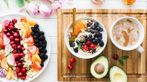 Preview wallpaper breakfast, porridge, berries, fruit