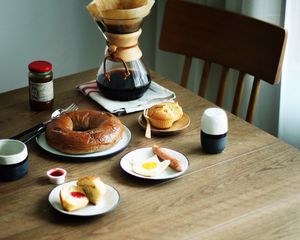 Preview wallpaper breakfast, scrambled eggs, coffee, dessert