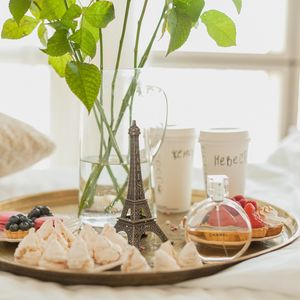 Preview wallpaper breakfast, tray, paris, flowers, coffee, cake