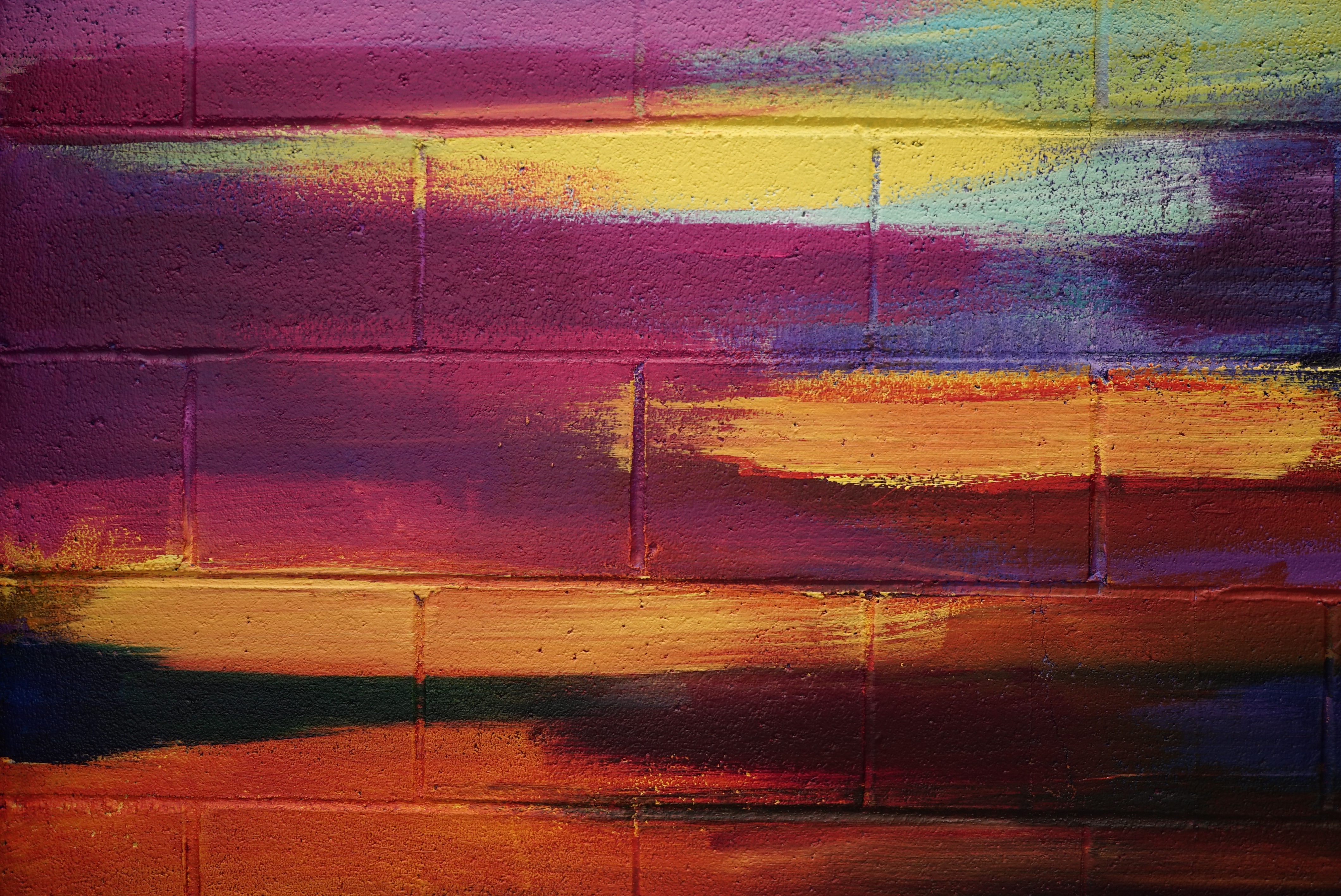 4240x2832 Wallpaper brick wall, paint, multi-colored