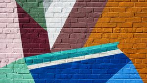 Preview wallpaper bricks, wall, paint, shapes, texture