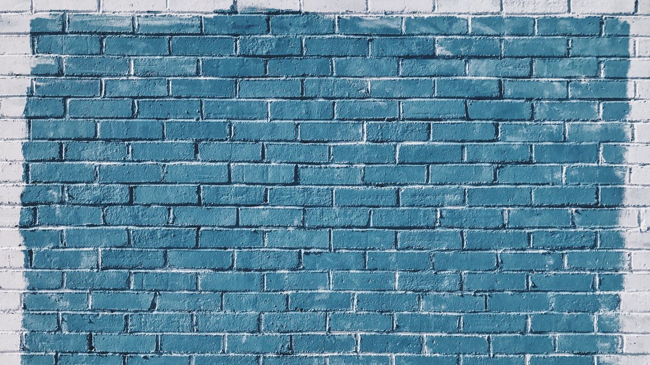 Wallpaper bricks, wall, paint, blue