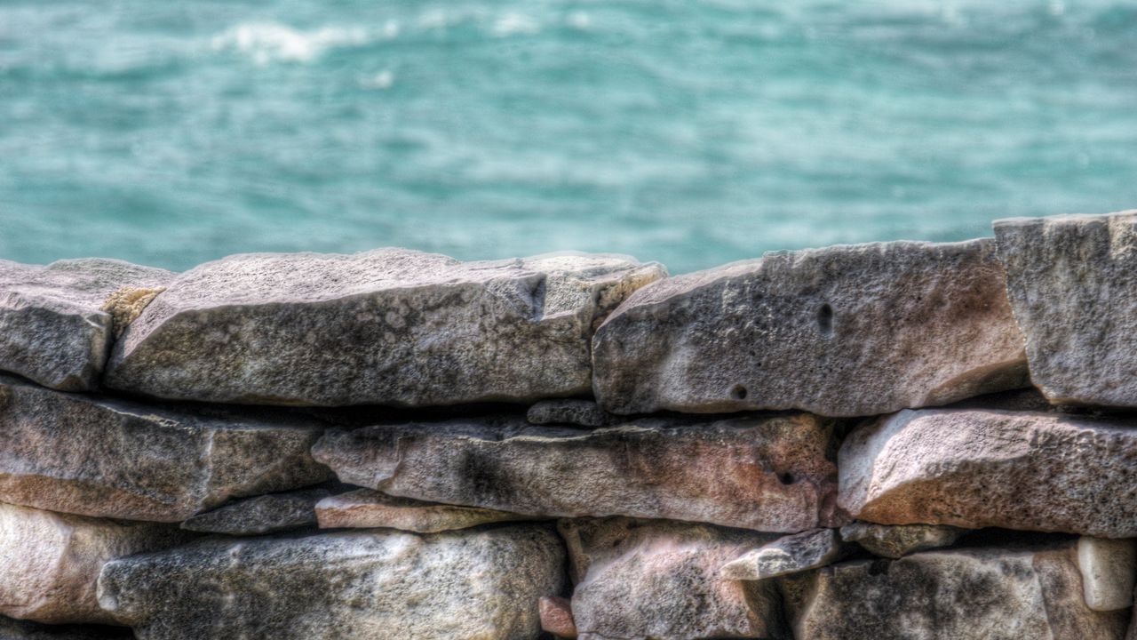 Wallpaper bricks, wall, relief, sea