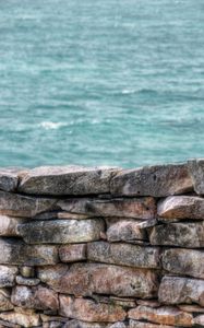 Preview wallpaper bricks, wall, relief, sea