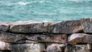 Preview wallpaper bricks, wall, relief, sea
