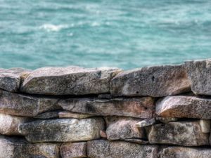 Preview wallpaper bricks, wall, relief, sea