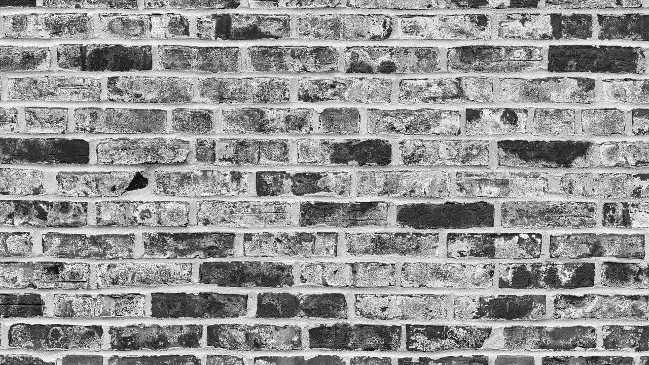Wallpaper bricks, wall, texture, relief, black and white