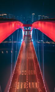 Preview wallpaper bridge, aerial view, backlight, construction, city