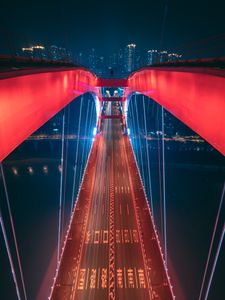 Preview wallpaper bridge, aerial view, backlight, construction, city