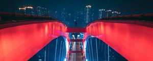 Preview wallpaper bridge, aerial view, backlight, construction, city