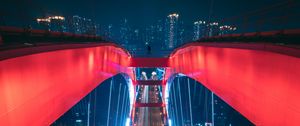 Preview wallpaper bridge, aerial view, backlight, construction, city