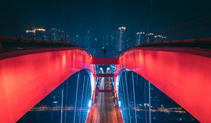 Preview wallpaper bridge, aerial view, backlight, construction, city