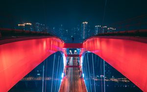 Preview wallpaper bridge, aerial view, backlight, construction, city