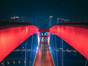 Preview wallpaper bridge, aerial view, backlight, construction, city