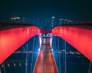 Preview wallpaper bridge, aerial view, backlight, construction, city