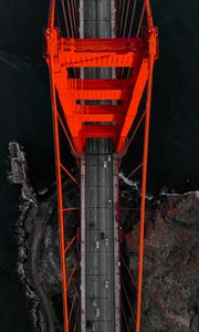 Preview wallpaper bridge, aerial view, construction, architecture, water