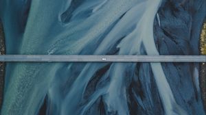 Preview wallpaper bridge, aerial view, river, ice, iceland