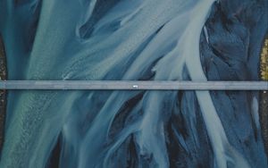 Preview wallpaper bridge, aerial view, river, ice, iceland