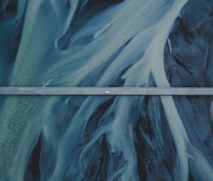 Preview wallpaper bridge, aerial view, river, ice, iceland