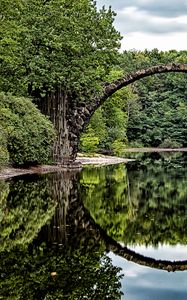 Preview wallpaper bridge, arch, trees, river, reflection