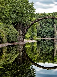 Preview wallpaper bridge, arch, trees, river, reflection