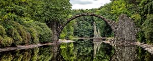 Preview wallpaper bridge, arch, trees, river, reflection
