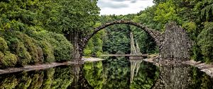 Preview wallpaper bridge, arch, trees, river, reflection