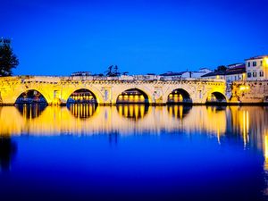 Preview wallpaper bridge, arches, reflection, river, bright