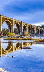 Preview wallpaper bridge, arches, river, reflection