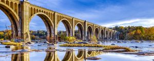 Preview wallpaper bridge, arches, river, reflection