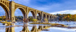 Preview wallpaper bridge, arches, river, reflection