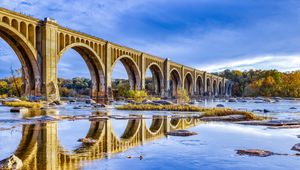 Preview wallpaper bridge, arches, river, reflection