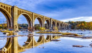 Preview wallpaper bridge, arches, river, reflection