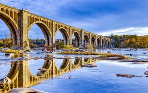 Preview wallpaper bridge, arches, river, reflection