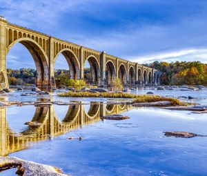 Preview wallpaper bridge, arches, river, reflection