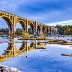 Preview wallpaper bridge, arches, river, reflection