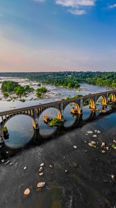 Preview wallpaper bridge, arches, river, trees, nature