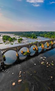 Preview wallpaper bridge, arches, river, trees, nature