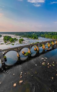 Preview wallpaper bridge, arches, river, trees, nature
