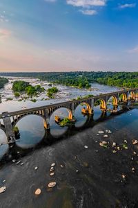 Preview wallpaper bridge, arches, river, trees, nature