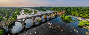 Preview wallpaper bridge, arches, river, trees, nature