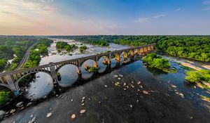 Preview wallpaper bridge, arches, river, trees, nature