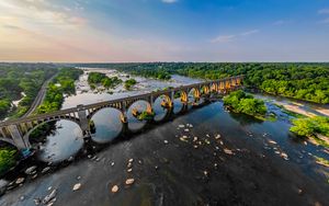 Preview wallpaper bridge, arches, river, trees, nature