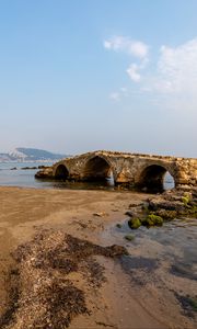 Preview wallpaper bridge, arches, ruins, shore, sea