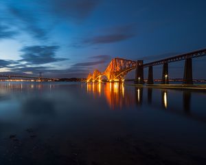 Preview wallpaper bridge, architecture, backlight, forth road bridge, edinburgh, fife