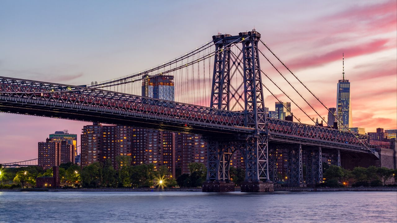 Wallpaper bridge, architecture, buildings, city, evening hd, picture, image