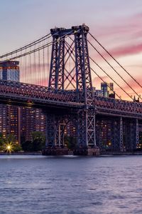 Preview wallpaper bridge, architecture, buildings, city, evening