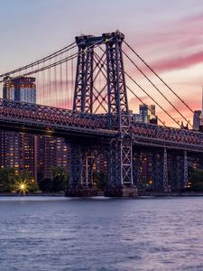 Preview wallpaper bridge, architecture, buildings, city, evening